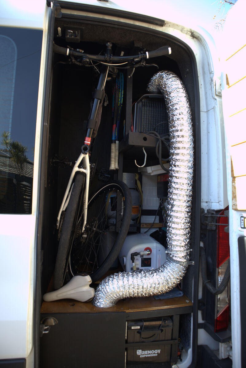 Garage with bike stored inside